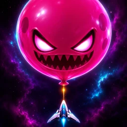 Deadly Balloons app icon: a grinning pink balloon above a small fighter ship